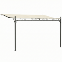 Outsunny - Pergola d’extérieur 11,5 pi l x 8,2 pi L - pergola adossée - blanc crème-La pergola est dotée d’une structure métallique robuste qui se fixe au mur