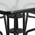 Table carrée de 31,5 po en verre/métal et 4 chaises empilables noires en aluminium avec dossier à lattes (TLH-0732SQ-017CBK4-GG)-8