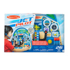 Melissa & Doug - Tableau de bord interactif du pilote de jet - Lot de 7-L'accélérateur augmente la vitesse de défilement de la carte et le joug déplace l'avion dans l'affichage de défilement ; le cadran de destination et le bouton radio jouent « bonjour » en 6 langues et la musique de chaque emplacement