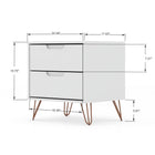 Manhattan Comfort - Rockefeller Table de nuit 2 tiroirs style mi-siècle moderne 51 cm - Blanc - Lot de 2-Comprend 2 tiroirs spacieux avec un mécanisme de glissement simple de 0,75