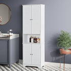 HOMCOM - Armoire de rangement de salle de bain avec double porte et porte-papier toilette - blanc-Conception anti-basculement assurant la sécurité de vous et de votre famille   
