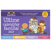 MotherWord - Calendrier familial magnétique pour réfrigérateur 2026-2027 - 9 1/2 po H x 15 po l - français-16 mois : septembre 2026 - décembre 2027