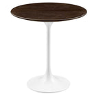 Modway - Lippa Rond de 20 po Bois Table d’appoint - Noyer cerisier blanc-Table d’appoint moderne