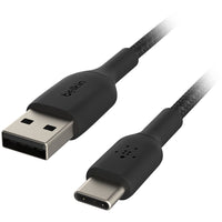 Belkin - Câble tressé USB-A vers USB-C, 1 mètre, noir-Chargez et synchronisez un appareil USB-C depuis n'importe quel chargeur ou port USB-A