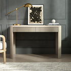 Hudson&Canal - Bureau rectangulaire cannelé Palmera de 120,7 cm de large, couleur blanc aulne-Caractéristiques assemblage facile