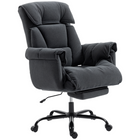 HOMCOM - Fauteuil de bureau exécutif inclinable avec repose-pieds et dossier pliant - gris foncé-Appui-tête, accoudoirs généreusement rembourrés, dossier haut et repose-pieds assurent un soutien ergonomique complet du corps
