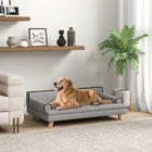 PawHut - Canapé pour chat, lit pour chien surélevé avec coussin - gris clair-Le tissu en chenille est ultra-doux et agréable au toucher 