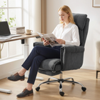 HOMCOM - Fauteuil de bureau exécutif inclinable avec repose-pieds et appui-tête - gris foncé-Couleur : gris foncé