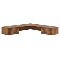 Modway - Render Coin de montage mural Bureau - Noyer-Bureau d’angle du milieu du siècle