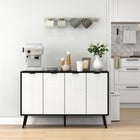 HOMCOM - Buffet moderne 47,2 po L, meuble de rangement, noir-Motif chevron embossé sur les panneaux de porte pour un look tendance et original 