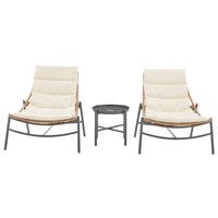 Manhattan Comfort - Ensemble de conversation moderne Sunset pour patio, 3 pièces - Crème - Lot de 3-Ensemble de conversation moderne de patio 3 pièces avec 2 chaises et 1 table d’appoint