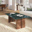 Modway - Amistad Marbre Table basse - Marbre vert noyer-Base en bois de manguier