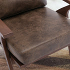 Ebello - Joichiro Fauteuil à accoudoirs 29,5 po cadre bois massif rétro milieu de siècle rembourré, brun foncé-Couleur : Marron