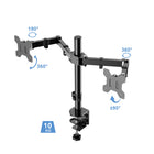 Rocelco - Rehausseur de bureau d'angle réglable assis/debout de 46 po avec support pour double écran - Noir-DM2 prend en charge 2 moniteurs pesant jusqu'à 17,6 livres
