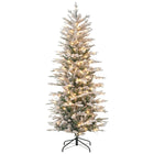 HOMCOM - Arbre de Noël artificiel floqué de 6 pi avec lumières jaune-6 pieds de haut, luxuriant avec une véritable forme d'arbre qui donne un aspect sain et naturel 