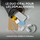 Logitech - Slim Bluetooth Combo, clavier et souris sans fil - Blanc-Design fin, léger et minimaliste, en plastique recyclé. Couplage multidispositif (jusqu'à 3 dispositifs). Bouton central et 10 touches de raccourcis Fn personnalisables avec l'application Logi Options+. Clics silencieux grâce à la technologie Silent Touch
