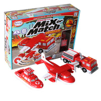 Popular Playthings - Véhicules magnétiques mélanger ou assortir - incendie et secours-Excellent moyen pour les enfants d'en apprendre davantage sur le jeu créatif