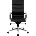 Nicer Interior - chaise de bureau à dossier haut de style groupe nervuré - noir-Les bras en métal et la base à cinq branches offrent stabilité et confort.  
