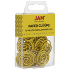 JAM Paper - Trombones circulaires - trombones ronds - jaunes - paquet de 50-Taille : 1 pouce (diamètre) | Gardez vos piles de papier organisées avec des trombones colourés