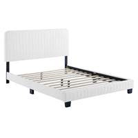 Modway - Celine Chenal Touffé Performance Velvet Lit de plateforme King, Blanc-Lit de plateforme King