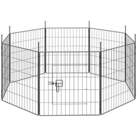 PawHut - parc pour chien 8 panneaux, enclos pour animaux, barrière pliable 23,6 po H - noir-Créez un parc pour chien personnalisé avec huit panneaux, facilement modulable selon votre espace 