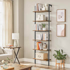 Boutique Home - Bibliothèque murale rustique à 6 niveaux-Capacité de charge statique max. de chaque étagère : 15 kg