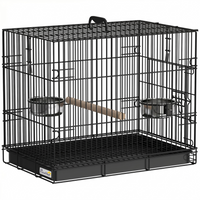 PawHut - Cage à oiseaux portable avec plateau coulissant 49 cm - noir-Conçu pour les déplacements avec une poignée supérieure robuste pour un transport facile partout

