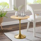 Modway - Lippa Rond de 20 po Bois Table d’appoint - Gold Natural-Socle métallique résistant aux éclats