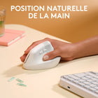 Logitech - Lift pour Mac Souris Ergonomique Verticale sans Fil - Bluetooth - Blanc-Position naturelle de poignée de main : L'angle de 57 degrés de la souris sans fil ergonomique Lift pour Mac soulage votre poignet et place votre bras et votre torse dans une position plus détendue