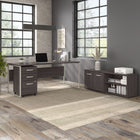 Bush Business Furniture - Bureau hybride 72 po L x 30 po P avec rangement et classeur, gris tempête (HYB014SGSU)-Le bureau d'ordinateur durable supporte jusqu'à 200 livres et est conçu pour une stabilité maximale ; comprend le matériel pour l'ancrage au mur