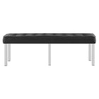 Modway - Loft Touffe Cuir végane Banc - Argent noir-Capsules de pied non marquées