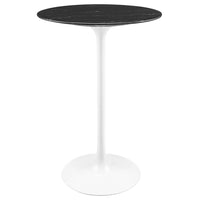 Modway - Lippa Rond de 28 po Faux marbre Bar Table, Blanc Noir-Table de bar moderne