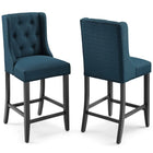 Modway - Baronet Tissu rembourré Tabouret de comptoir - Azure - Ensemble de 2-Tabouret de comptoir à boutons touffés
