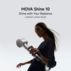 Mova - Sèche-cheveux Shine 10 - Argent-Niveaux sonores réduits : grâce à sa conception aérodynamique unique, la sortie d'air en forme de fleur réduit considérablement le bruit de fonctionnement, ramenant le niveau sonore à 58 dB, pour une coiffure en toute tranquillité et en tout confort.