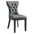 Modway - Silhouette Performance Velvet Chaises de salle à manger Ensemble de 2 - Gris-Touffage classique des boutons