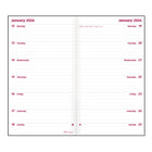 Brownline - 2026 Agenda de poche hebdomadaire Deux semaines par page double - 6 po x 3-1/2 po - Noir - Anglais-Reliure cousue avec couverture souple aspect lézard 