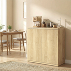 HOMCOM - Buffet bas cannelé 30,7 po avec porte à ouverture par pression - chêne-Les portes cannelées et le système push-to-open assurent un look épuré
