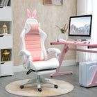 HOMCOM - Chaise de gamer inclinable avec repose-pieds - rose-Dossier inclinable à 135 degrés avec positions verrouillables, accoudoirs liés s’ajustant en conséquence