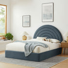Modway - Solana Arqué Performance Velvet Lit plateforme Queen, Cadet Blue-Tête de lit en arc