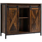 HOMCOM - Buffet industriel 35,5 po L - brun rustique-Grand espace de rangement avec 2 portes coulissantes pour contenir des accessoires et ustensiles du quotidien 