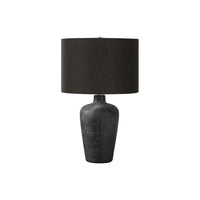 Monarch Specialties - Luminaire - 24 po H Lampe De Table - Céramique Noire - Abat-Jour Noir - Contemporain-Conçu en forme de vase, cette lampe de table en céramique noire texturée est surmontée d'un abat-jour en tissu noir et terminée par un embout rond noir, apportera un style sophistiqué à n'importe quel salon, chambre ou espace de bureau