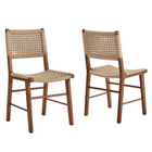 Modway - Ensemble de 2 chaises de salle à manger tressées Tindra - Noyer-Ensemble de 2 chaises de salle à manger