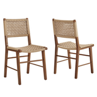Modway - Ensemble de 2 chaises de salle à manger tressées Tindra - Noyer-Ensemble de 2 chaises de salle à manger