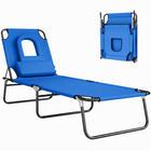 Outsunny - Chaise longue d’extérieur pliante - chaise de bronzage avec ouverture pour le visage - bleu-Idéal pour le jardin, le balcon, la piscine, la plage et plus encore