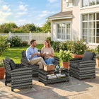 Outsunny - Ensemble de conversation de patio de 4 pièces avec coussins, gris foncé-Coussins d’assise et de dossier rembourrés rendent l’ensemble de canapé de patio confortable pour la détente