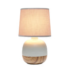 Simple Designs - Petite lampe de table du milieu du siècle - bois clair et gris clair-La lampe mesure l : 7" x l : 7" h : 12"