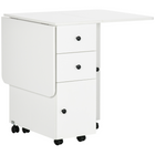 HOMCOM - Table à manger pliante à abattants sur roulettes avec tiroirs et armoire de rangement pour 4-6 personnes - blanc-Son style moderne est idéal pour la chambre, le salon ou la salle à manger 