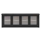 Hudson&Canal - Meuble TV Thornwell pour téléviseurs jusqu'à 78 pouces avec portes vitrées - Grain noir/Aulne blanc-Une conception de transition accueille des téléviseurs jusqu'à 78 pouces pour votre espace de divertissement