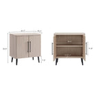 Manhattan Comfort - Jodie 31,1 po Buffet d’Appoint Style Mid-Century Modern - Chêne Blanchi-Portes à nervures en bois manufacturé avec fermeture en douceur et poignées élégantes en métal noir
