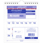 AT-A-GLANCE - Mini calendrier mensuel de tente 2025 - 7 1/2 po H x 6 1/2 po l - anglais-Design contemporain avec beaucoup d'espace d'ecriture avec dossier en agglomere complet